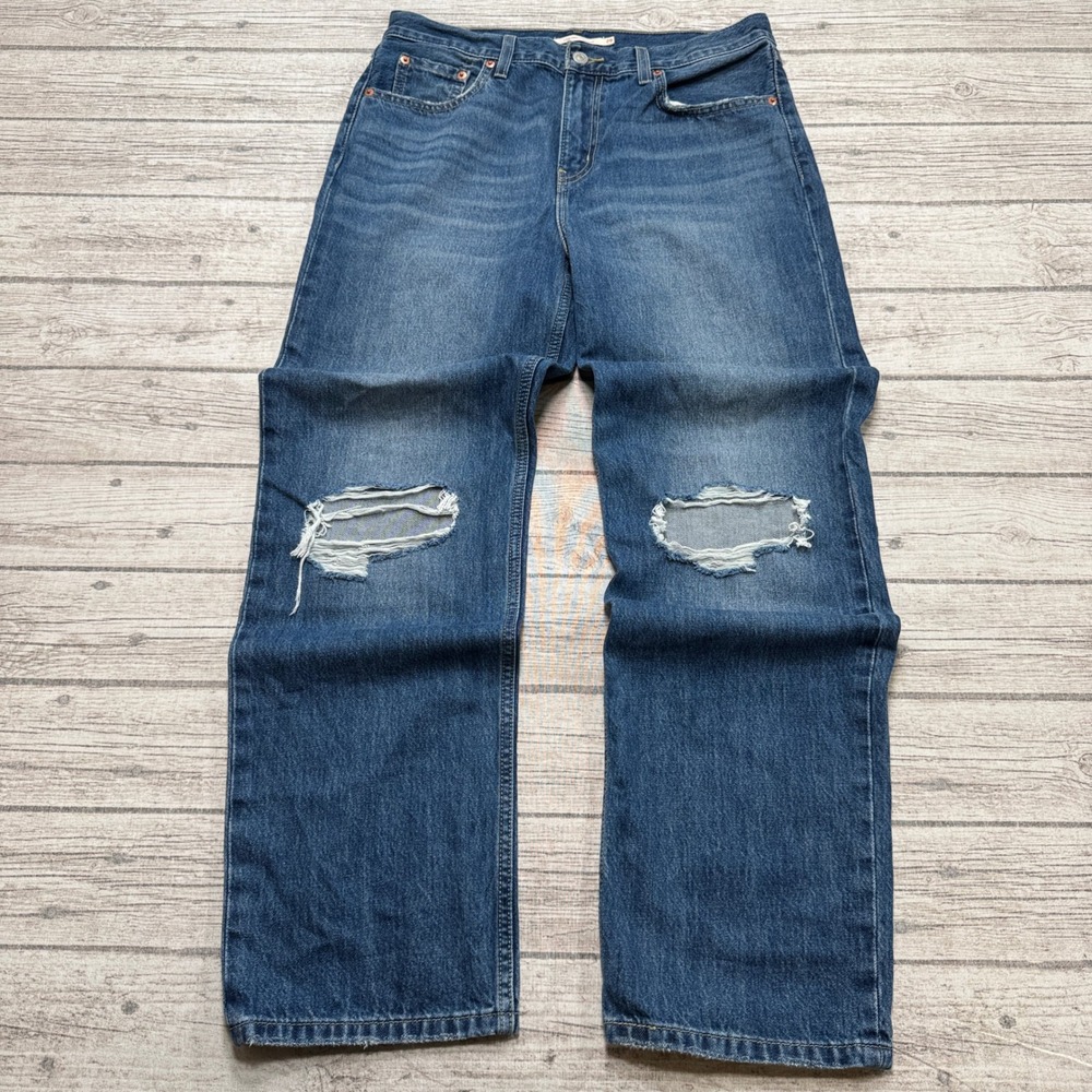 Levi's Jeans Men's 29 Blue Denim Low Pro Straight Medium Wash Distressed Cotton